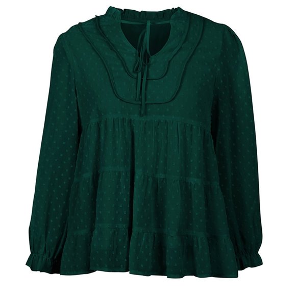 VINTAGE BOHO CHIC LAYERED BELL SLEEVED BLOUSE - Picture 7 of 9